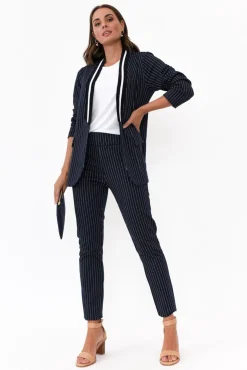 Jackets<Clarity Ascot Navy Stripe Jacket