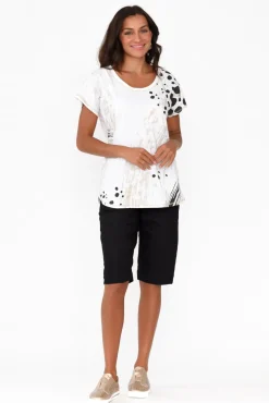 Shorts<Cafe Latte Asha Black Cotton Blend Drawstring Short