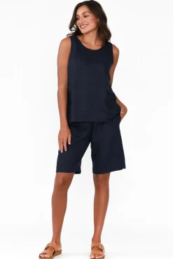 Shorts<Gordon Smith Aster Navy Linen Short