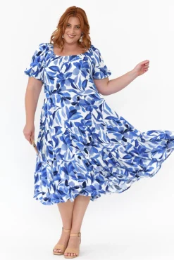 Cotton Dresses<Label of Love Aston Blue Flower Cotton Linen Dress