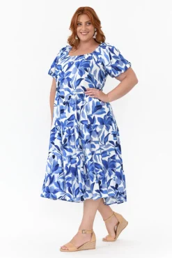 Cotton Dresses<Label of Love Aston Blue Flower Cotton Linen Dress