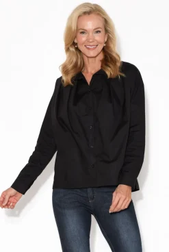 Cotton Tops<Tirelli Atticus Black Cotton Shirt