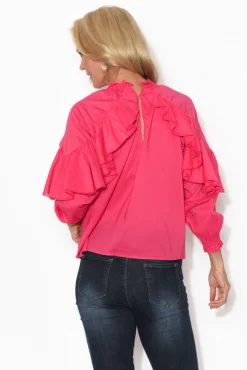 Cotton Tops<Fate Becker Aura Pink Cotton Ruffle Top