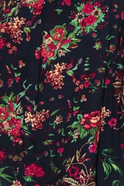 Sleeved Tops<Red Lotus Aurora Navy Rose Short Sleeve Top