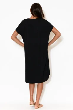 Below Knee Dresses<Tani Ava Black Micro Modal Shift Dress