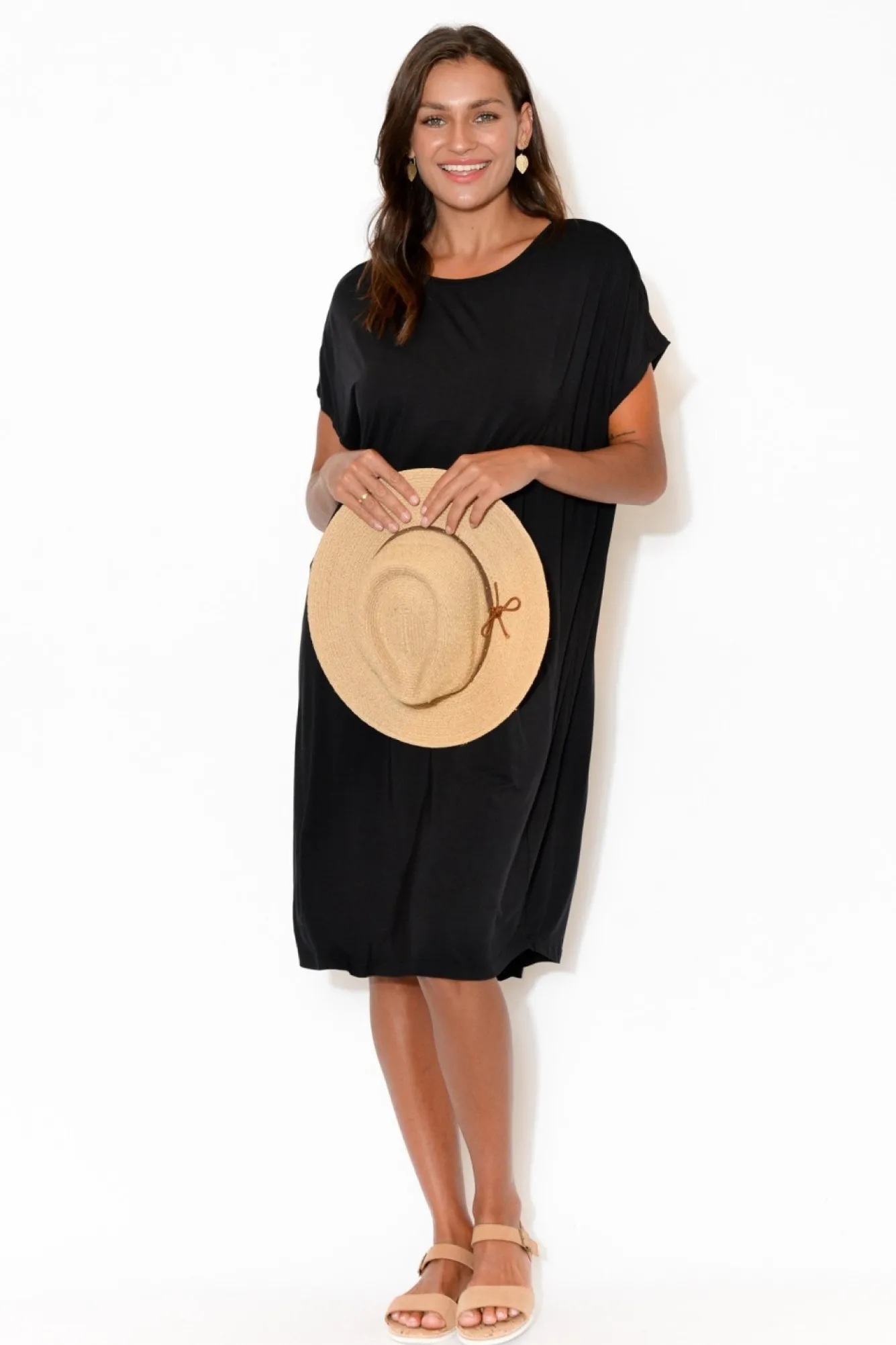 Below Knee Dresses<Tani Ava Black Micro Modal Shift Dress