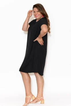 Below Knee Dresses<Tani Ava Black Micro Modal Shift Dress