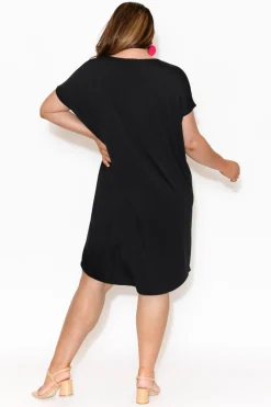 Below Knee Dresses<Tani Ava Black Micro Modal Shift Dress