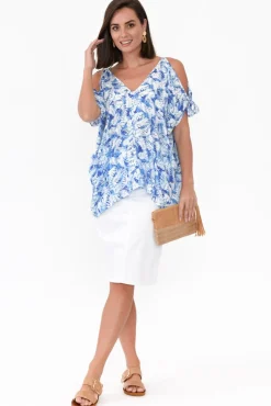 Sleeved Tops<Slate the Label Avalee Blue Garden Cold Shoulder Top