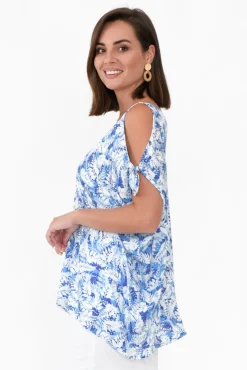 Sleeved Tops<Slate the Label Avalee Blue Garden Cold Shoulder Top
