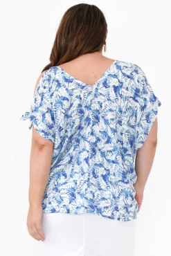 Sleeved Tops<Slate the Label Avalee Blue Garden Cold Shoulder Top