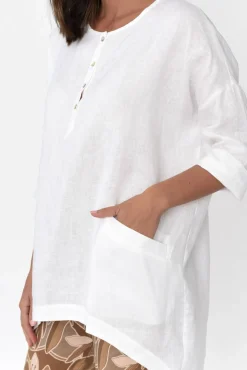 Linen Tops<Tirelli Ayla White Linen Tunic