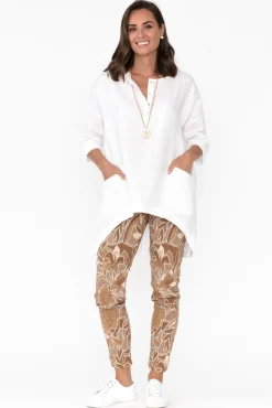 Linen Tops<Tirelli Ayla White Linen Tunic