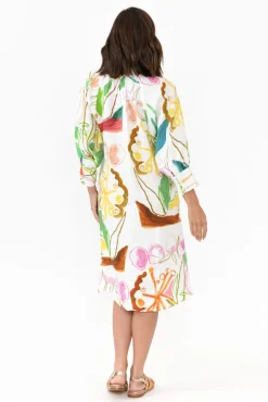 Linen Dresses<Wear Colour Bacall White Abstract Linen Dress