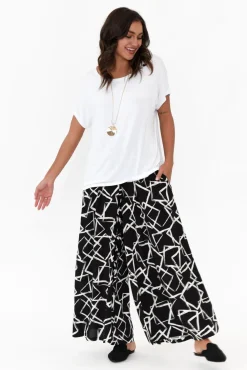 Pants<Silver Wishes Baker Black Geo Wide Leg Pant
