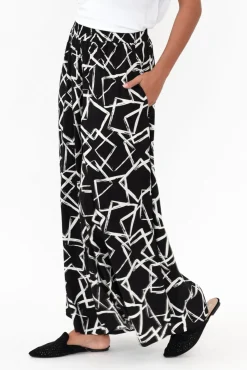 Pants<Silver Wishes Baker Black Geo Wide Leg Pant