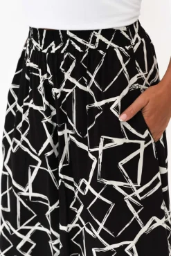 Pants<Silver Wishes Baker Black Geo Wide Leg Pant