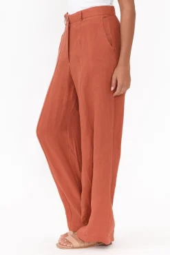 Pants<Eadie Lifestyle Barton Rust Linen Pant