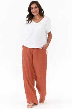 Pants<Eadie Lifestyle Barton Rust Linen Pant