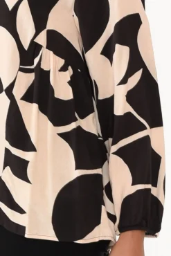 Sleeved Tops<New U Collection Bateman Black Abstract Panel Top