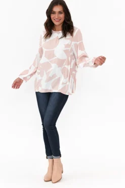 Sleeved Tops<New U Collection Bateman Pink Abstract Panel Top