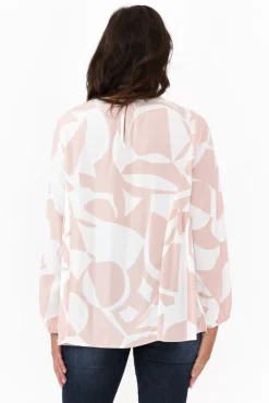 Sleeved Tops<New U Collection Bateman Pink Abstract Panel Top