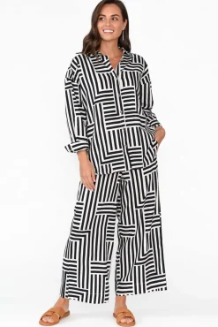 Shirts<Elm Bauhaus Navy Stripe Linen Blend Shirt