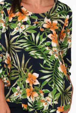 Sleeved Tops<Willow Tree Beacon Green Tropical Ruffle Top