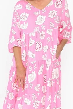 Maxi Dresses<Pq Becker Candy Pink Abstract Maxi Dress