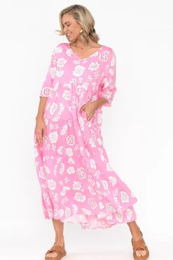 Maxi Dresses<Pq Becker Candy Pink Abstract Maxi Dress