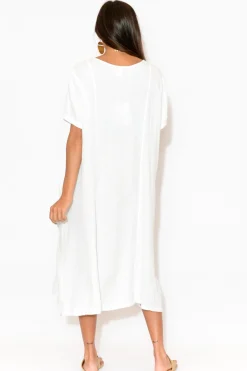 Linen Dresses<Montaigne Beckett White Linen Pocket Dress