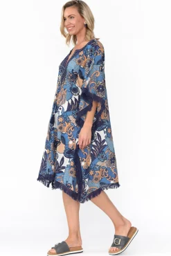 Cotton Dresses<Mozaic Bedarra Blue Blossom Cotton Kaftan