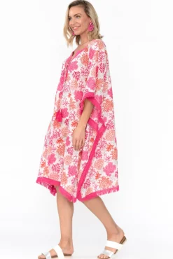 Cotton Dresses<Mozaic Bedarra Pink Coral Cotton Kaftan