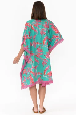 Cotton Dresses<Mozaic Bedarra Turquoise Coral Cotton Kaftan