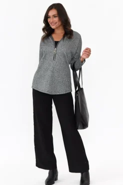 Cotton Tops<Clarity Bentley Grey Cotton Zip Top