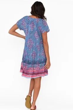 Cotton Dresses<One Summer Bessie Cobalt Geo Cotton Tier Dress