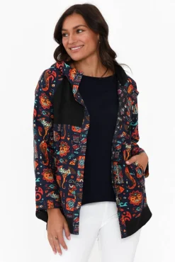 Jackets<Hourglass Billy Navy Geo Cotton Jacket