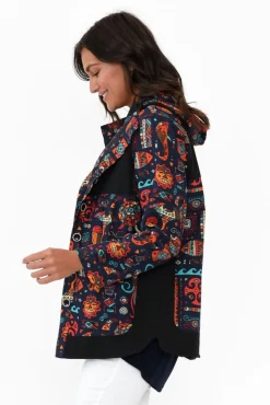 Jackets<Hourglass Billy Navy Geo Cotton Jacket