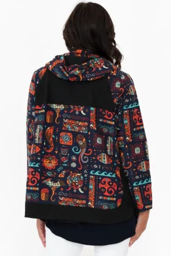 Jackets<Hourglass Billy Navy Geo Cotton Jacket