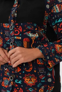 Jackets<Hourglass Billy Navy Geo Cotton Jacket