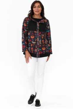 Jackets<Hourglass Billy Navy Geo Cotton Jacket