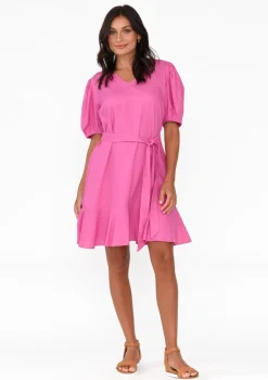 Linen Dresses<Betty Basics Birdie Hot Pink Linen Blend Dress