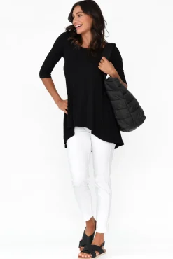 Sleeved Tops<Bamboo Body Black Bamboo Hi Lo Hem Top