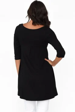 Sleeved Tops<Bamboo Body Black Bamboo Hi Lo Hem Top