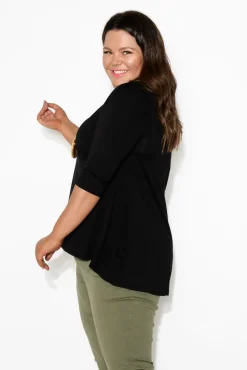 Sleeved Tops<Bamboo Body Black Bamboo Hi Lo Hem Top