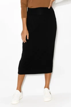 Skirts<Lou Lou Black Bamboo Maxi Tube Skirt