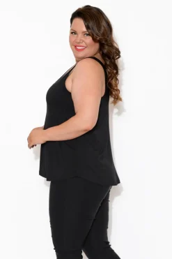 Sleeveless Tops<Bamboo Body Black Bamboo Relaxed Singlet