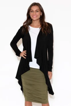 Cardigans<Bamboo Body Black Bamboo Waterfall Cardigan