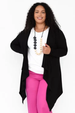 Cardigans<Bamboo Body Black Bamboo Waterfall Cardigan