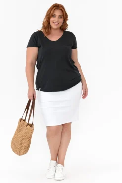 Cotton Tops<Elm Black Cotton Fundamental Vee Tee